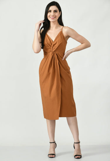 Sleeveless Dress With Back Tie - RueCollections
